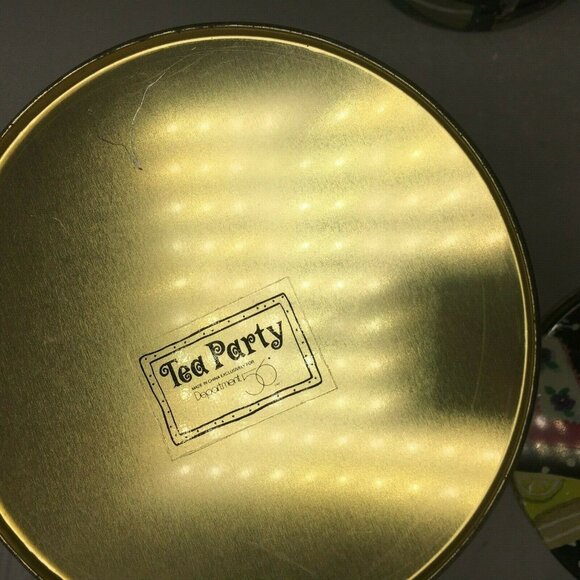 Vintage Department 56 Tea Party Nesting Set Cylinder Tins Polka Dot Cake Design - Picture 5 of 6